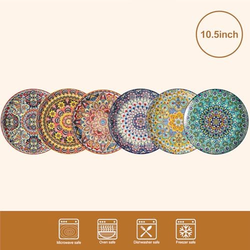 Euisail Dinner Plate Set of 6 1025 Inch Ceramic Plates