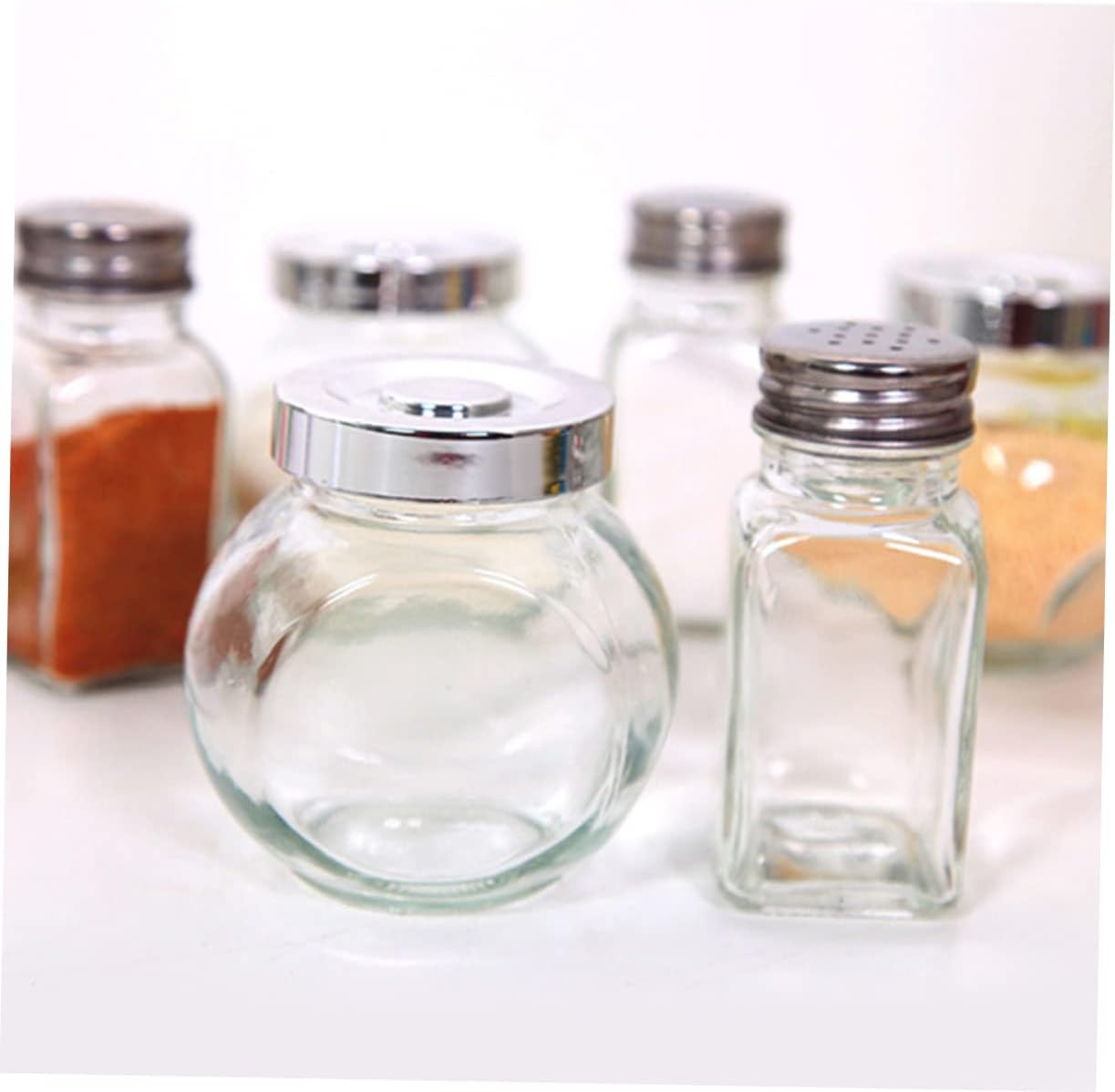 BIUDECO Square Glass Condiment Bottles with Screw Lid