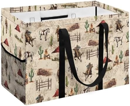 Tutolipy Vintage Cowboy Print Laundry Hamper