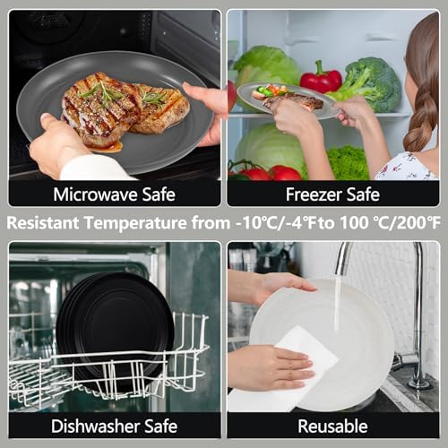 LIYH 16pc Wheat Straw Dinnerware Set Reusable Plates Bowls Cups