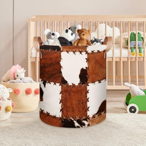 Bardic Retro Cows Laundry Basket 16W x 20H