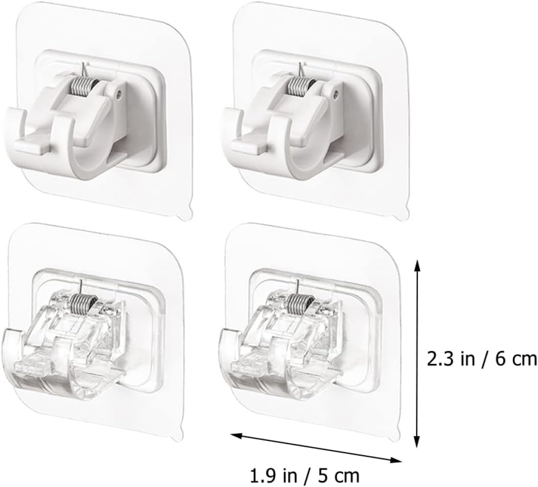 Amosfun 4Pcs No Drill Transparent Shower Rod Holder