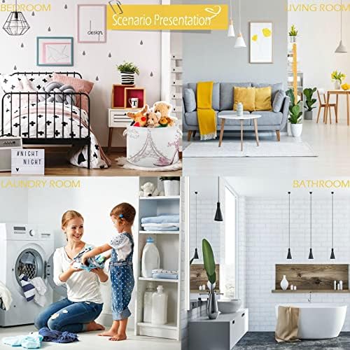 visesunny Eiffel Tower Laundry Basket with Cotton Handles