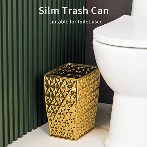 Ceramic Gold Square Garbage Can - Kitchen Bathroom Bin