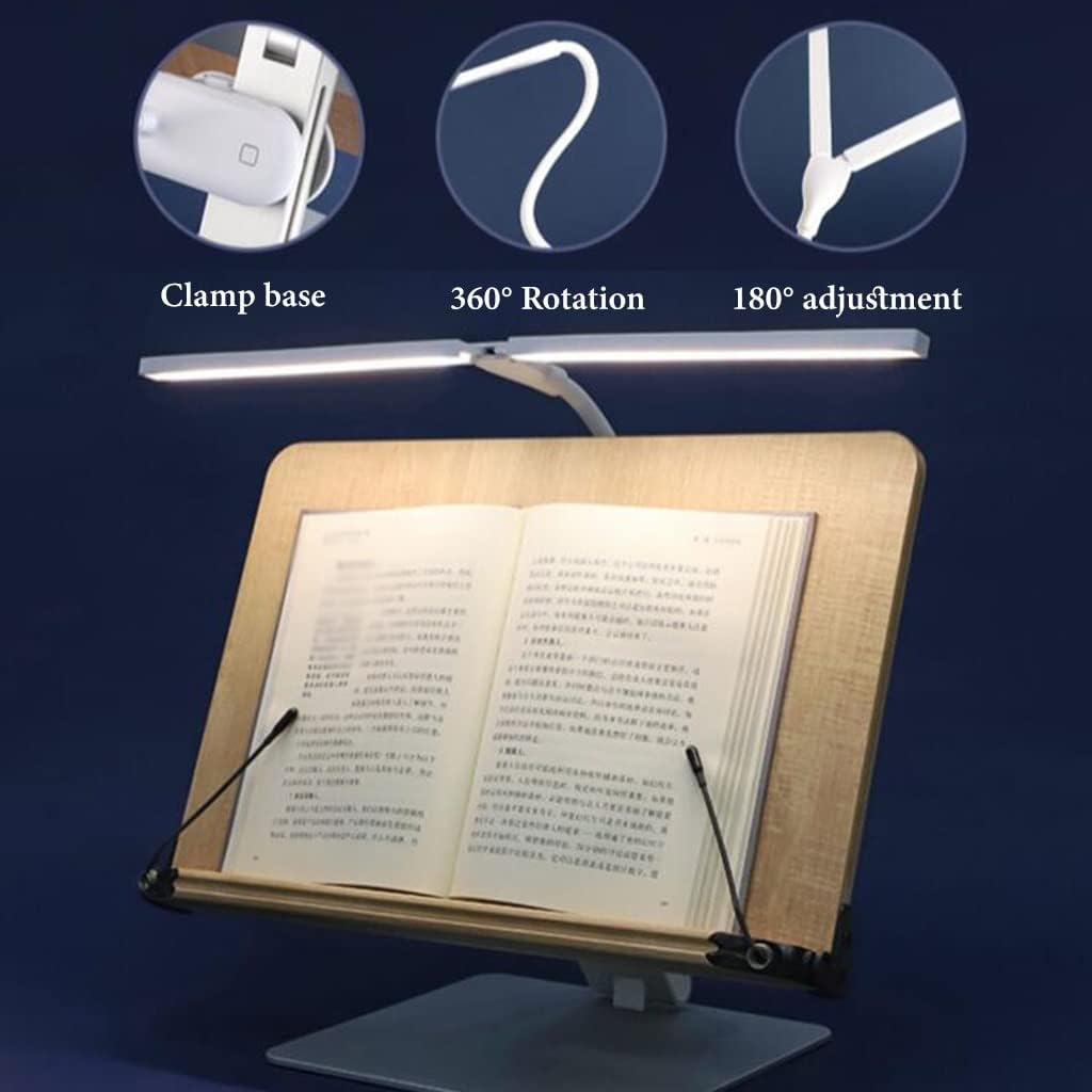 Adjustable Book Stand for Reading Hands-Free Cookbook Holder with Paper Clip