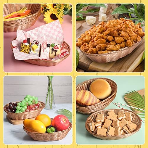 Zopeal 12-Pack Plastic Oval Woven Baskets for Kitchen and More