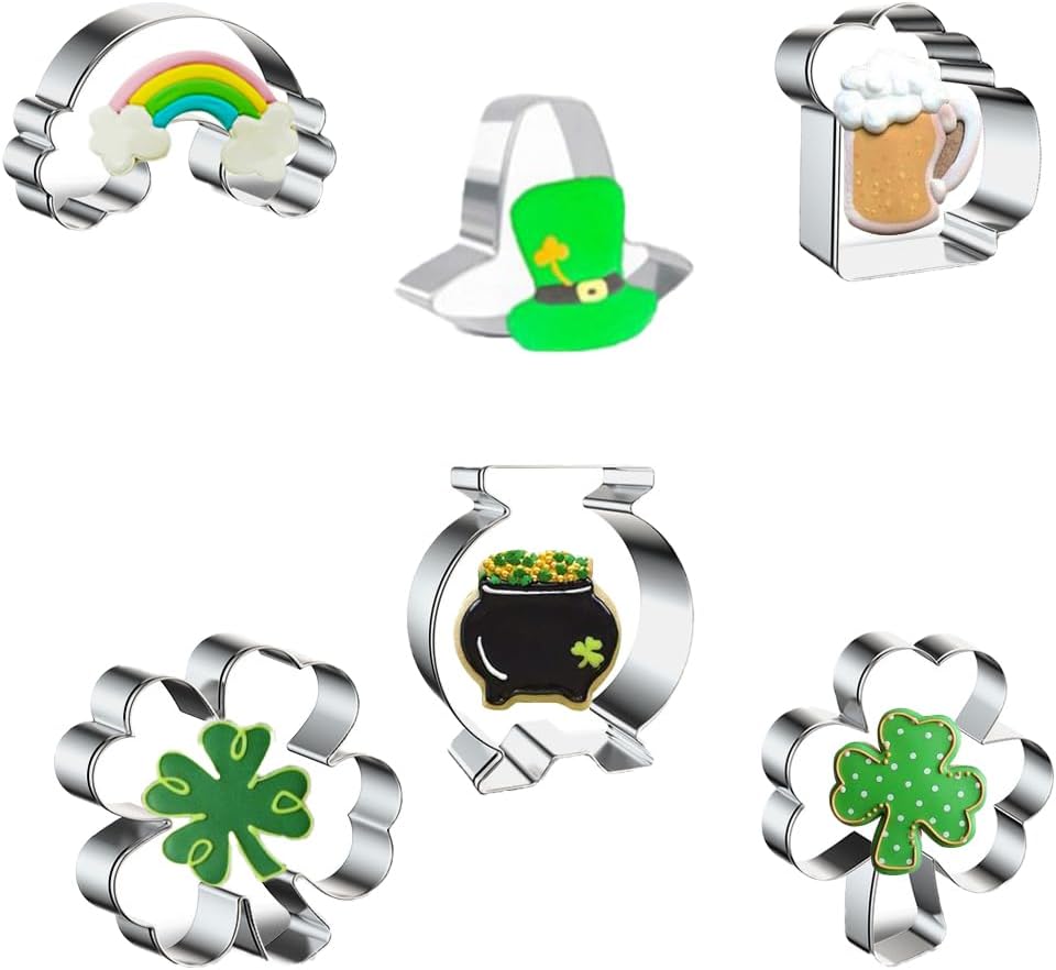 Varodly 6 Pcs St Patricks Day Cookie Cutters Set 1