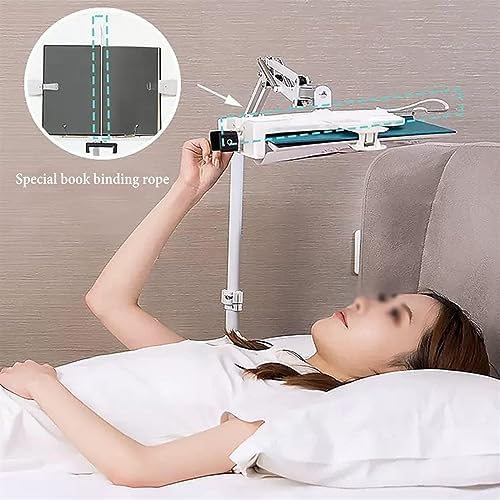 Adjustable Floor Stand Book Holder with Lamp - White