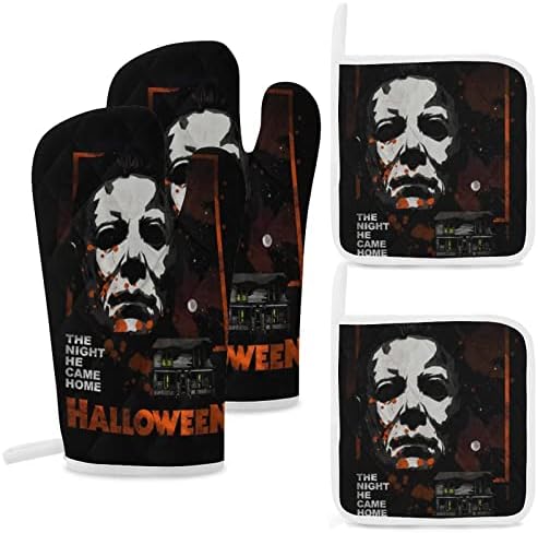 ZHANGXM Halloween Michael Myers Oven Mitts and Pot Holders Set