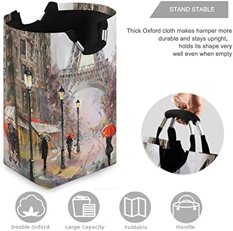 visesunny Oil Painting Eiffel Tower Laundry Hamper