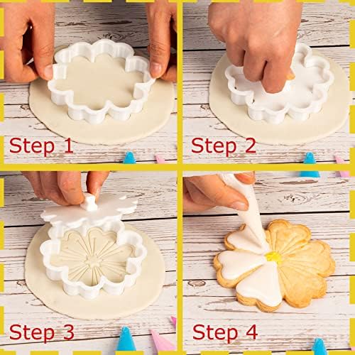 Flycalf Sunflower Cookie Cutter with Plunger Stamp