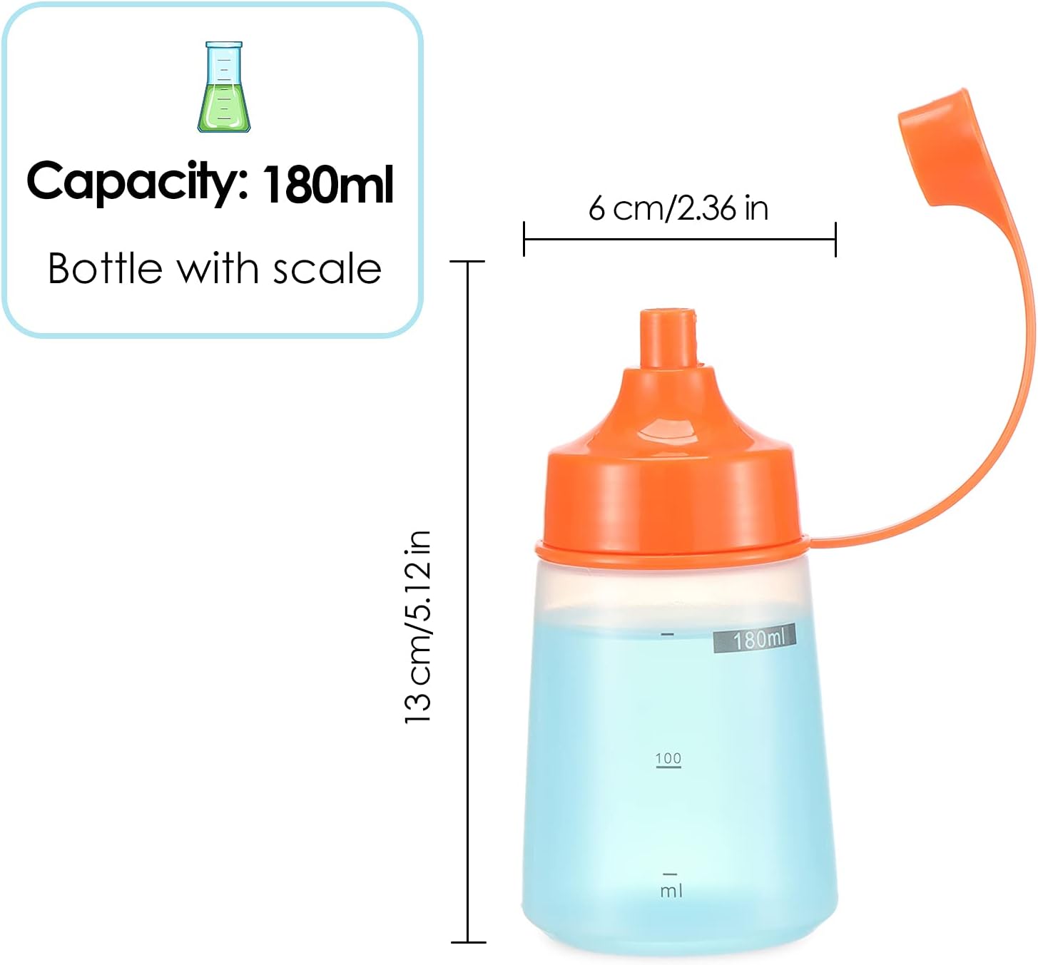 Ondiomn 2 Pack 180ml Wide Mouth Squeeze Bottles BPA Free