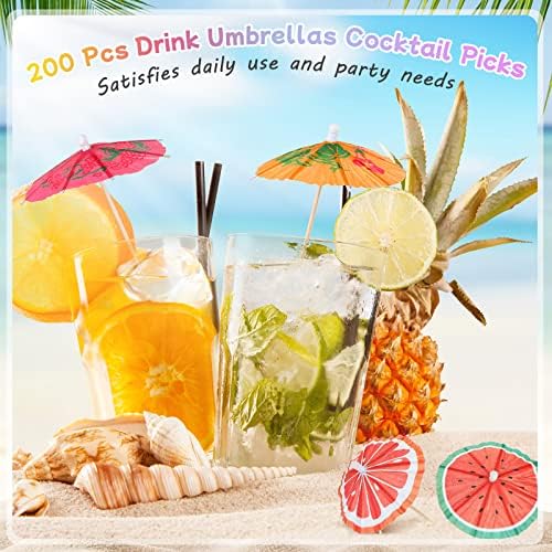 Rtteri 200 Pcs Tropical Drink Umbrella Cocktail Picks