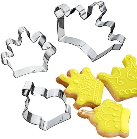 AK ART KITCHENWARE 3pcs Crown Cookie Cutter Set Stainless Steel Biscuit Tools