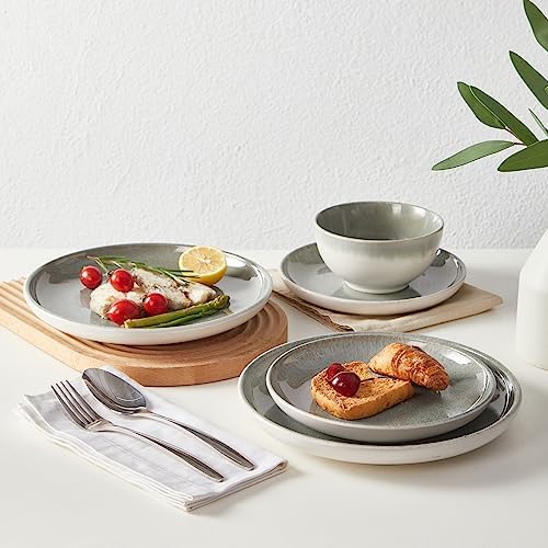 Pokini Gradient Green Stoneware Dinnerware 12 Pcs Set
