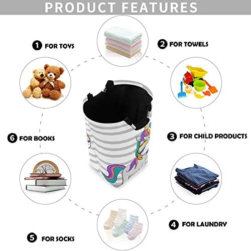 Visesunny Foldable Laundry Hamper with Cool Stripe Design