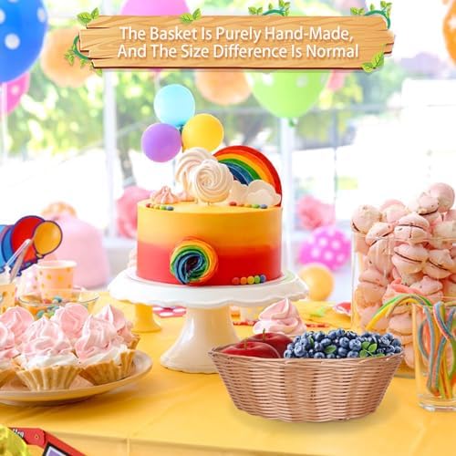 Yimerlen 8 Pcs Round Large Plastic Bread Basket with Blotting Sheets