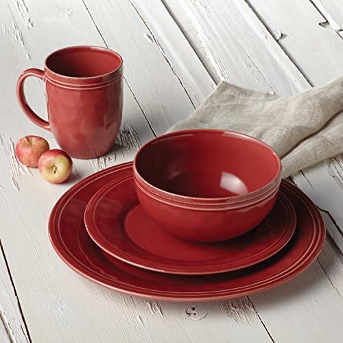 Rachael Ray Cucina 16-Piece Dinnerware Set Cranberry Red