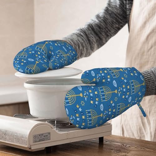 Happy Hanukkah Oven Mitts for Kitchen Use 1