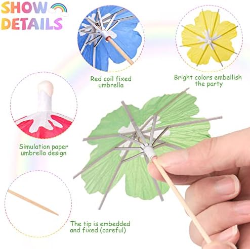 150pcs Tropical Cocktail Umbrellas with Wood Sticks
