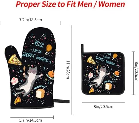 OSAM SPACE Funny Cat Oven Mitts Set of 3
