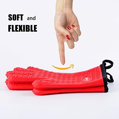 Loveuing Kitchen Oven Gloves - Heat Resistant Waterproof Non-Slip 5 Fingers