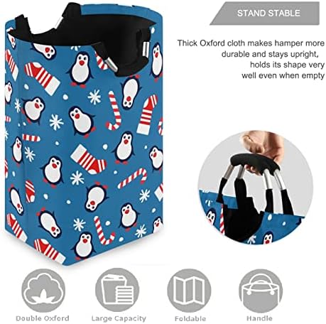 visesunny Foldable Laundry Hamper with Penguin Christmas Design