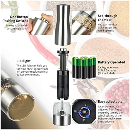 Refillable Pepper Mill Salt and Pepper Grinder Set