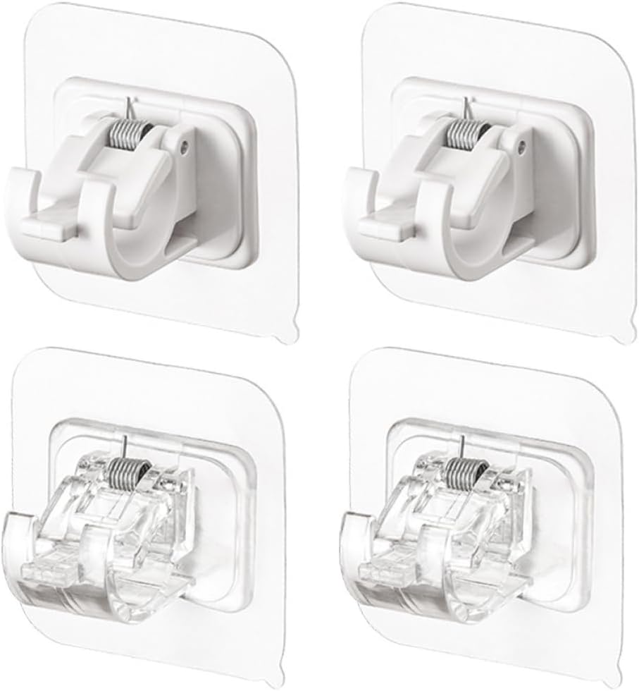 Amosfun 4Pcs No Drill Transparent Shower Rod Holder