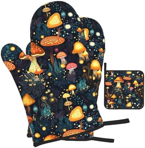 Cute Mushroom Oven Mitts Set of 3 Heat Resistant