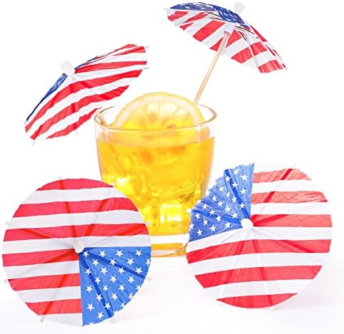 150 Pieces American Flag Cocktail Picks with Wood Toothpicks