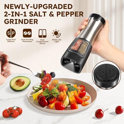 USB Rechargeable 2 in 1 Salt Pepper Grinder Set