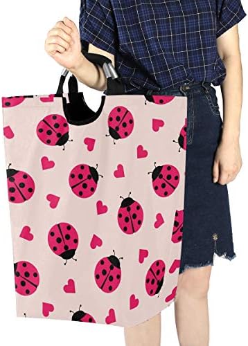 MOYYO Foldable Laundry Basket with Handles and Unique Ladybug Design 1