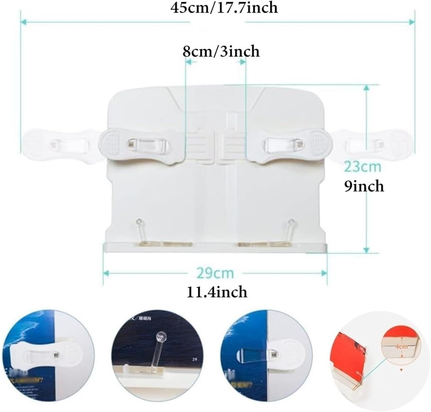 Adjustable Floor Stand Book Holder with Lamp - White
