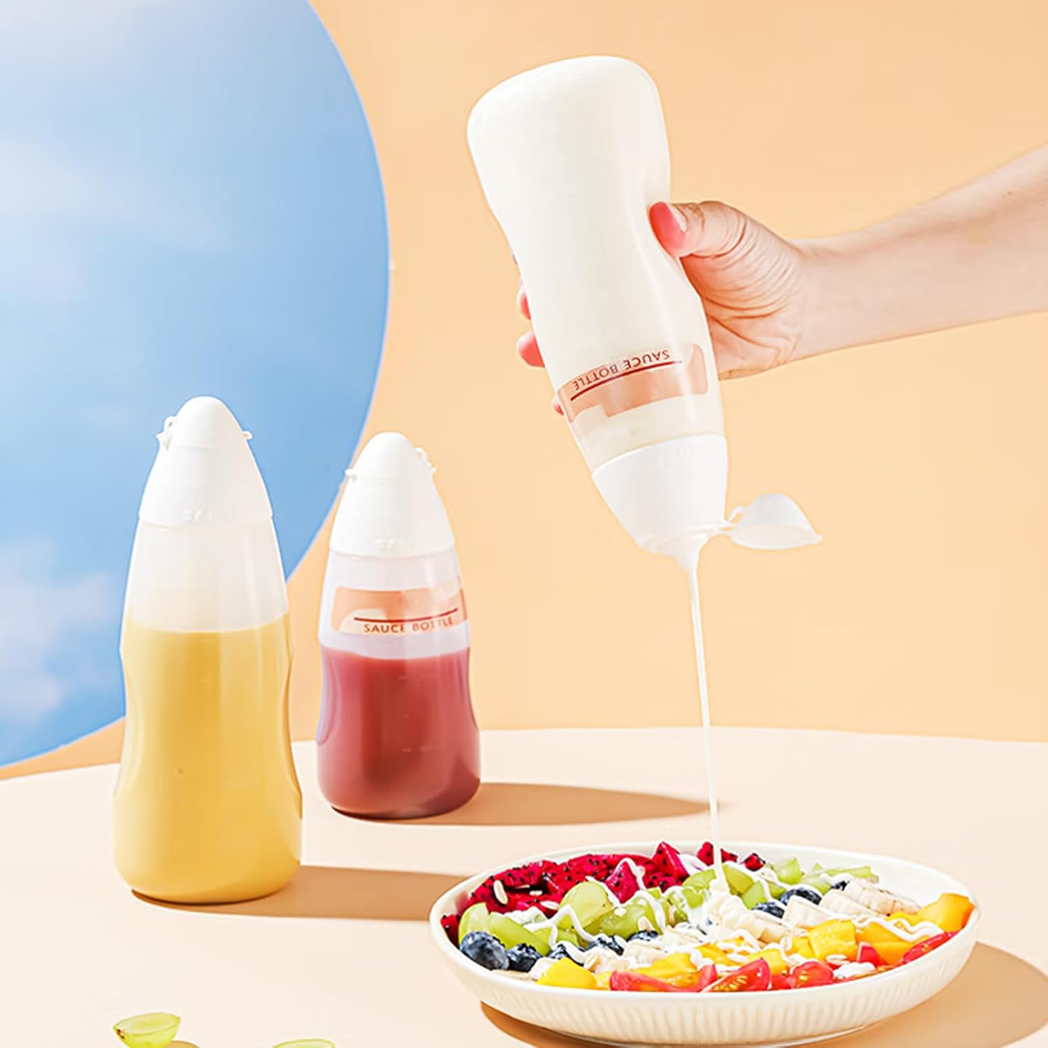 ORIJOYNA 18 oz Condiment Squeeze Bottles 3-Pack