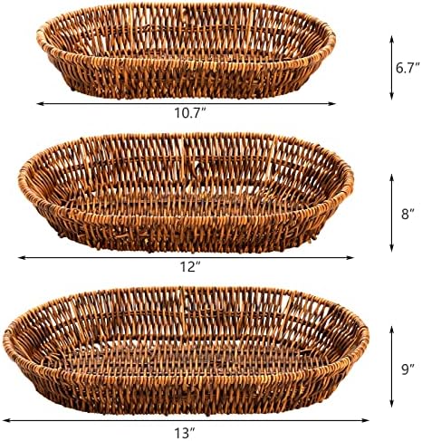 Hedume Set of 3 Wicker Baskets for Home and Kitchen Use
