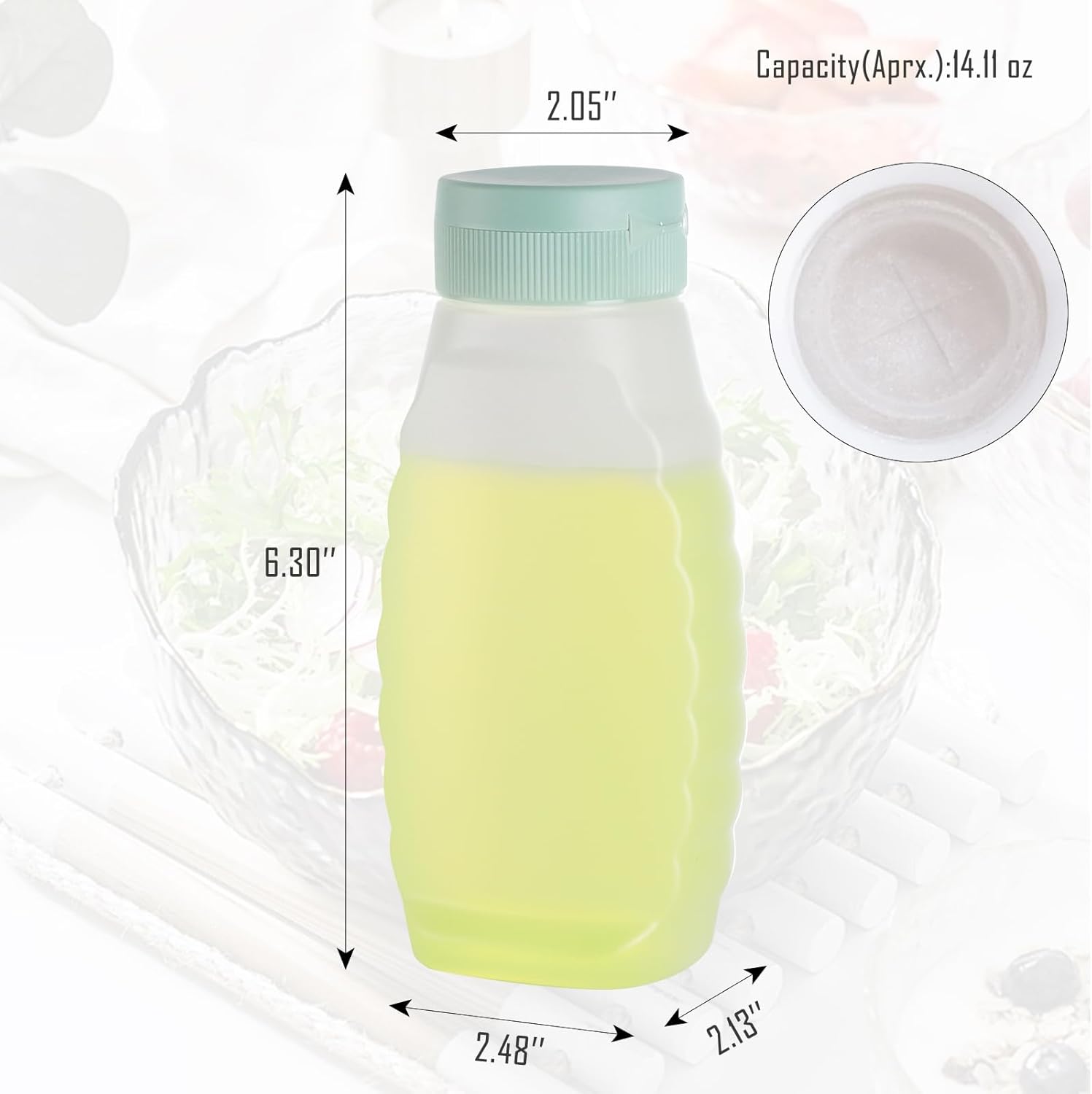 RAMFIYN 6-Pack Green Cap Condiment Squeeze Bottles 380ml