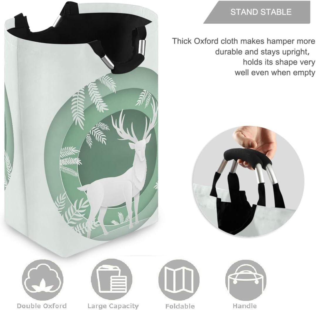 visesunny Collapsible Reindeer Laundry Basket with Handle