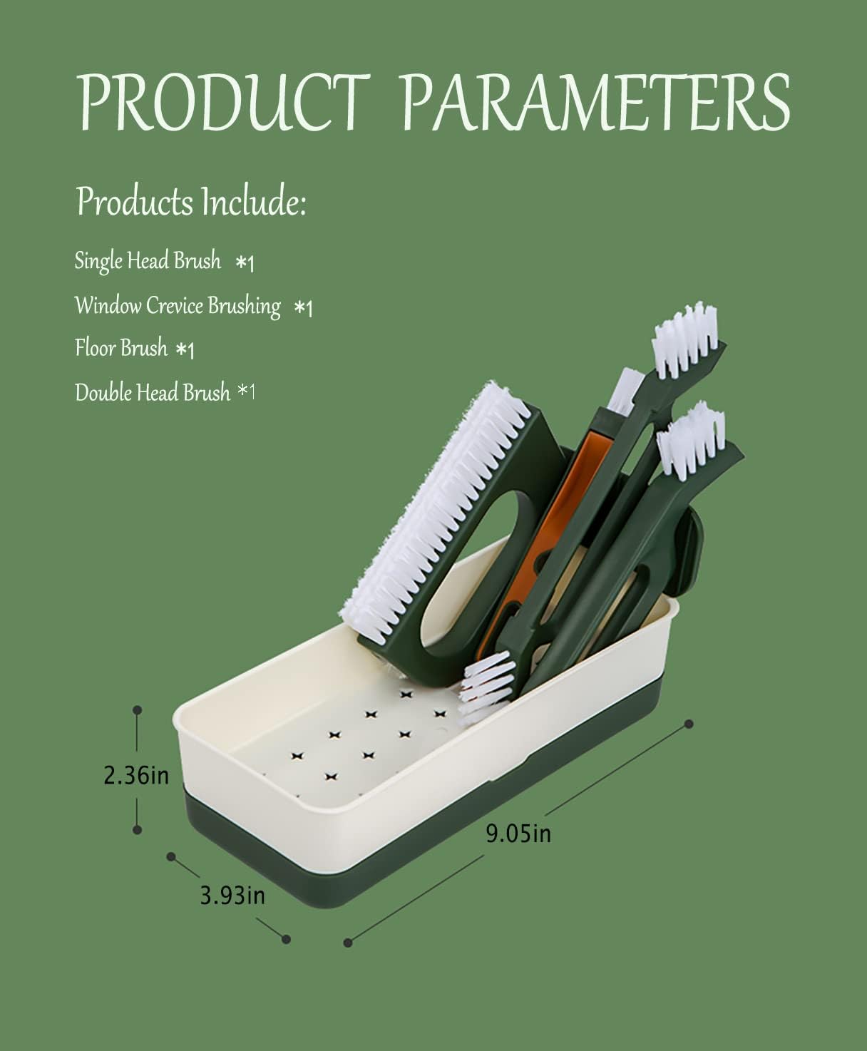 FPVPRO Kitchen Scrub Brush Set with 4 Heads and Storage Box