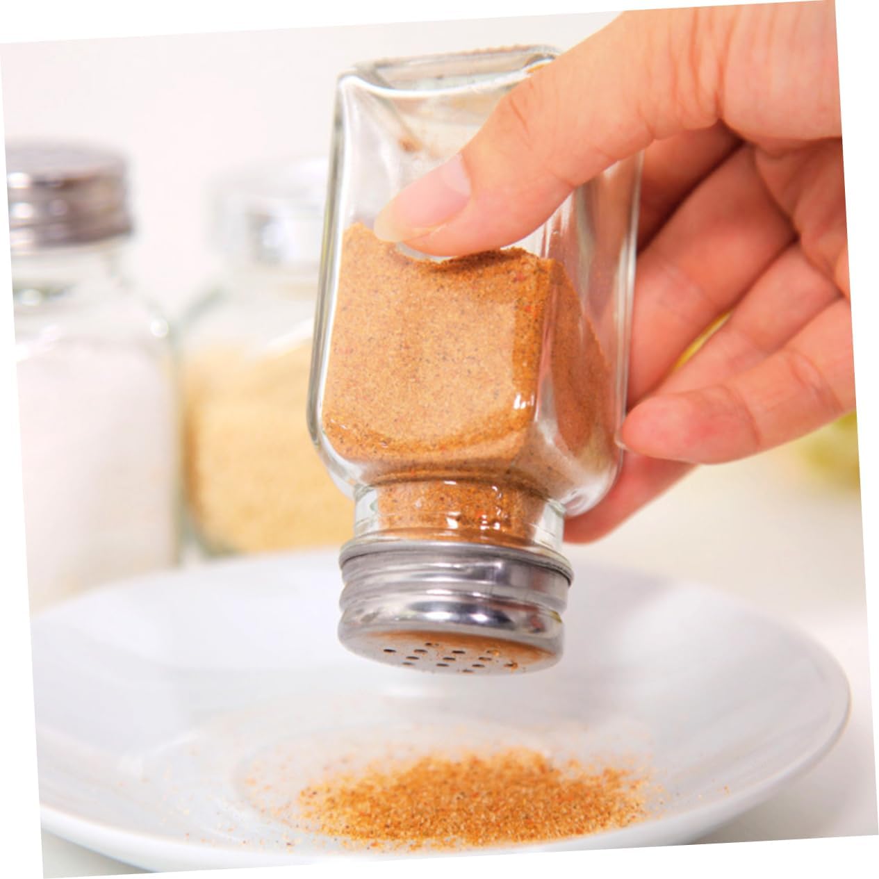 OKUMEYR Square Glass Condiment Bottles Set for Home BBQ