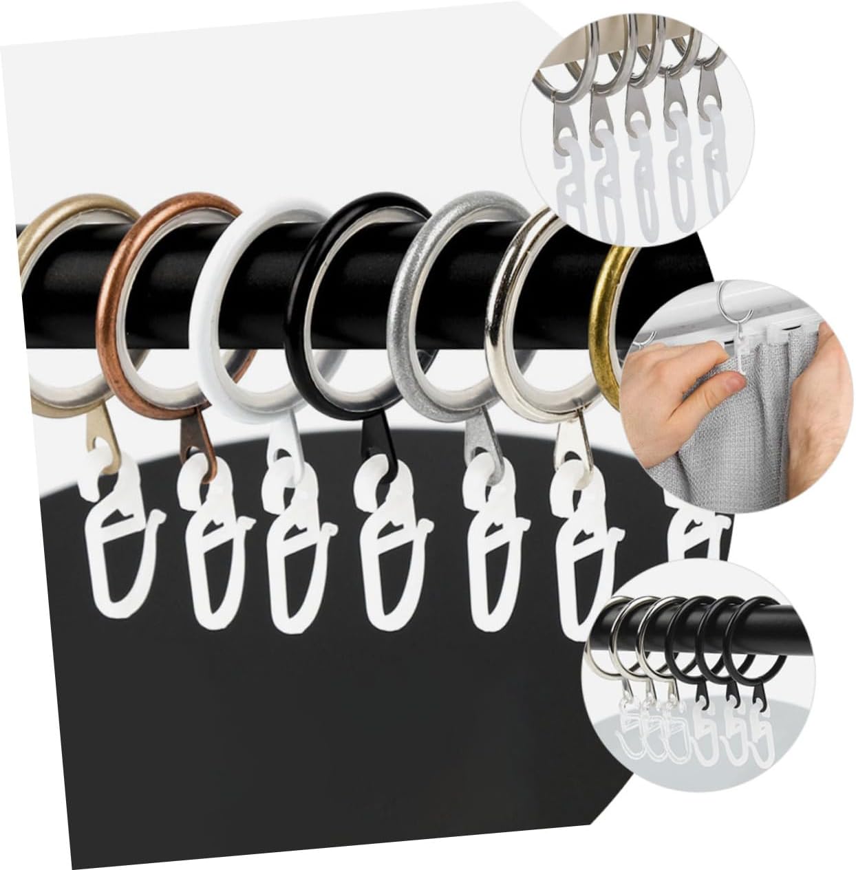 MAGICLULU 50pcs Plastic Curtain Hooks Easy Install Remove