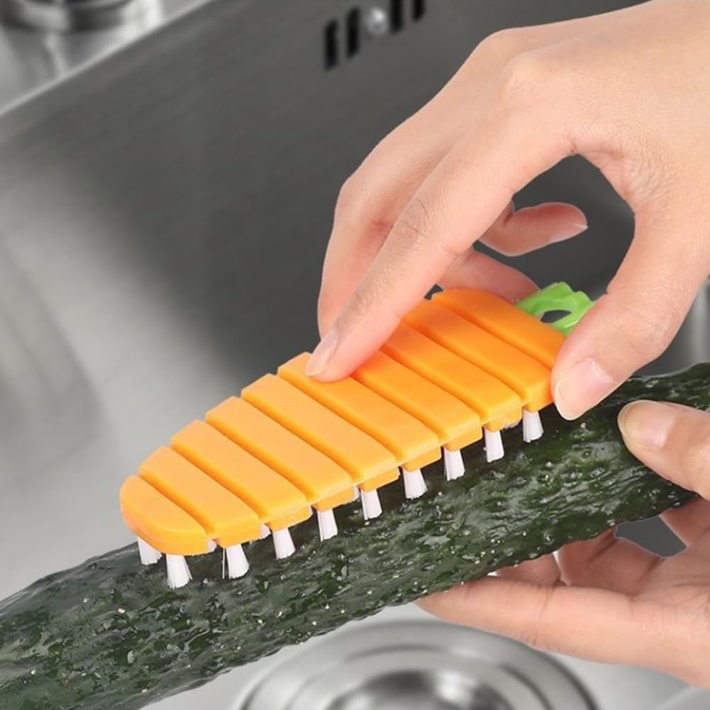 4 Pack Vegetable Brush Set with Bendable Segments and Fruit Peeler