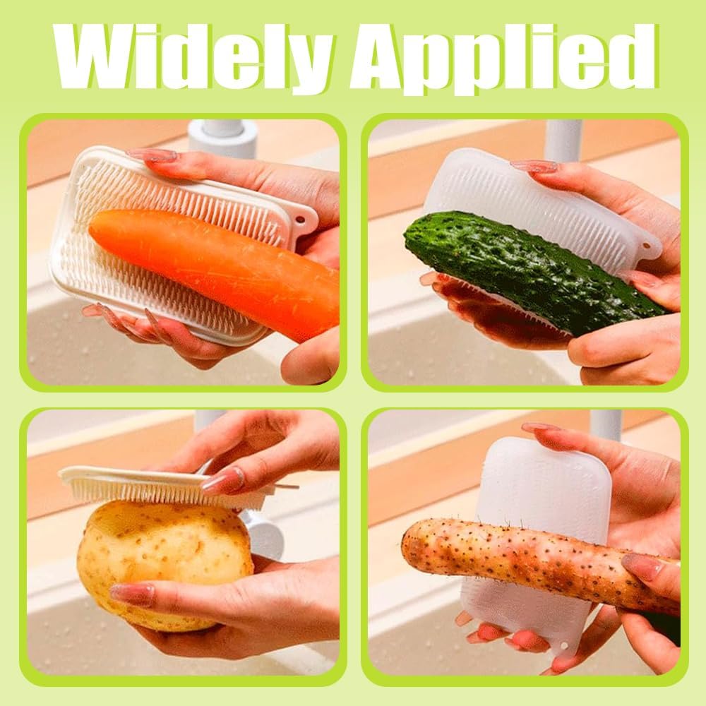 2 PCS Vegetable Brush with Hanging Hooks and Soft Bristles