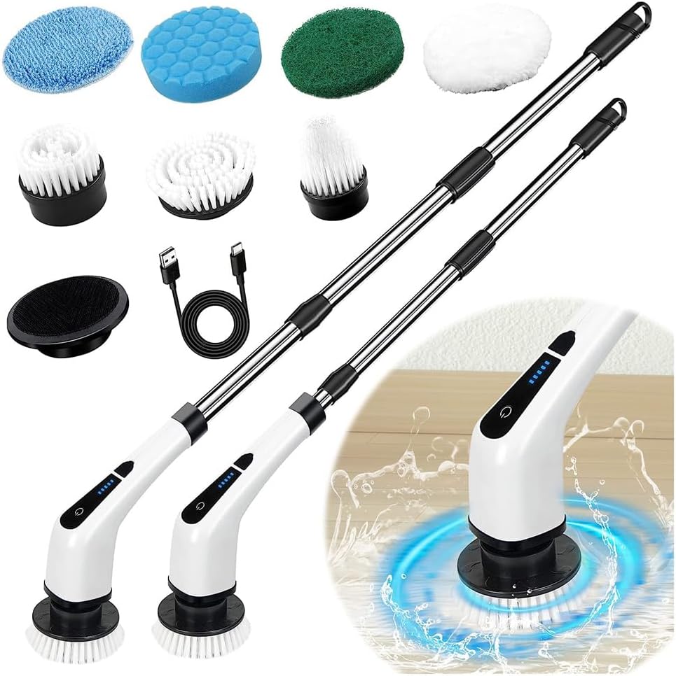axGear Cordless Electric Spin Scrubber with 7 Brush Heads