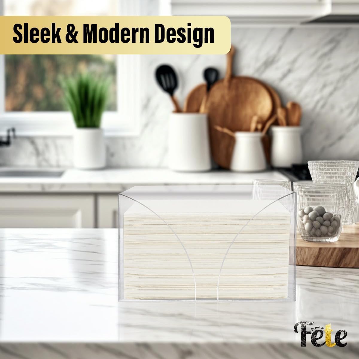 Fete Clear Acrylic Paper Towel Dispenser for Countertop