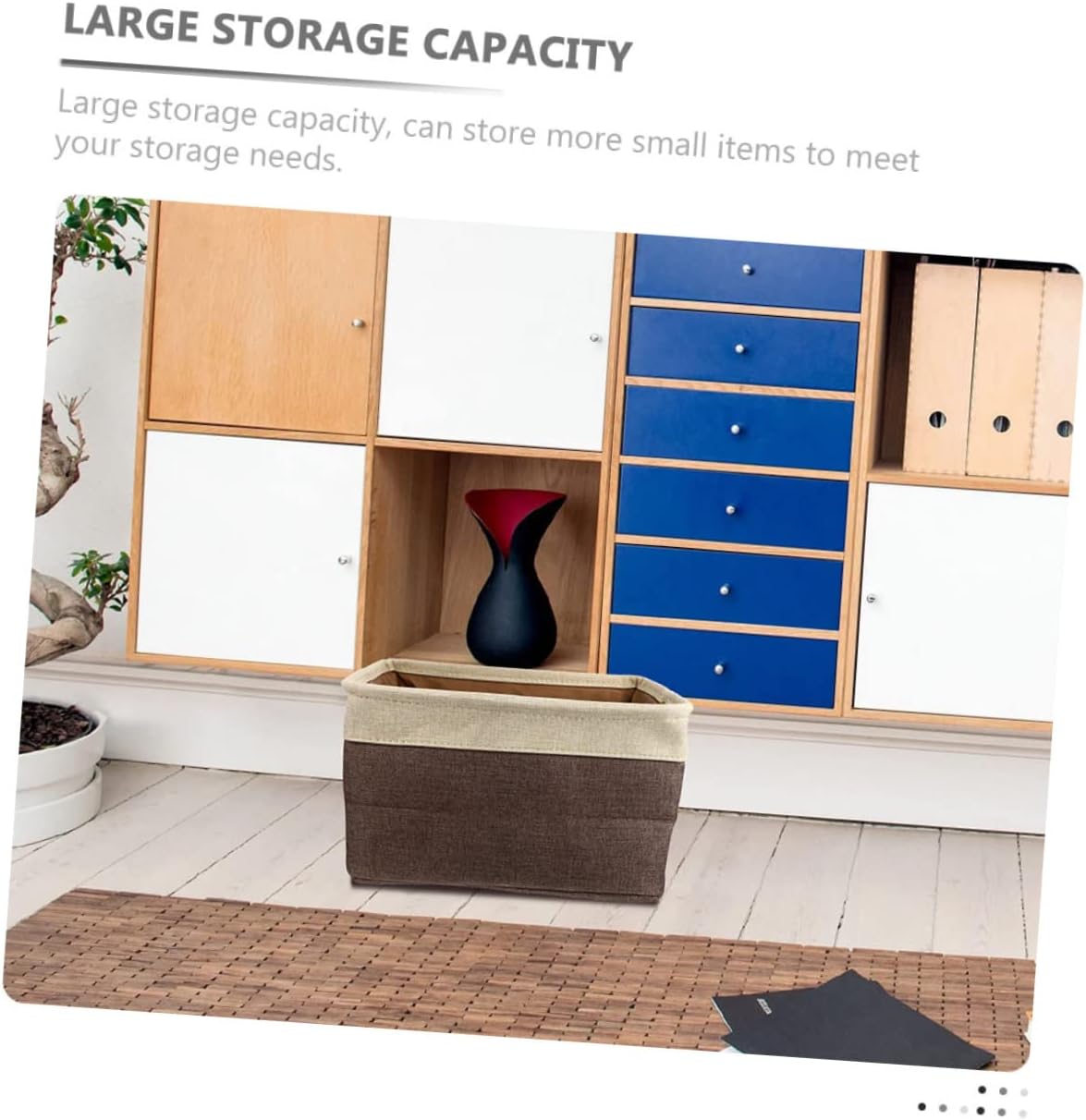 Folding Wicker Storage Basket with Lid for Home Organization 1