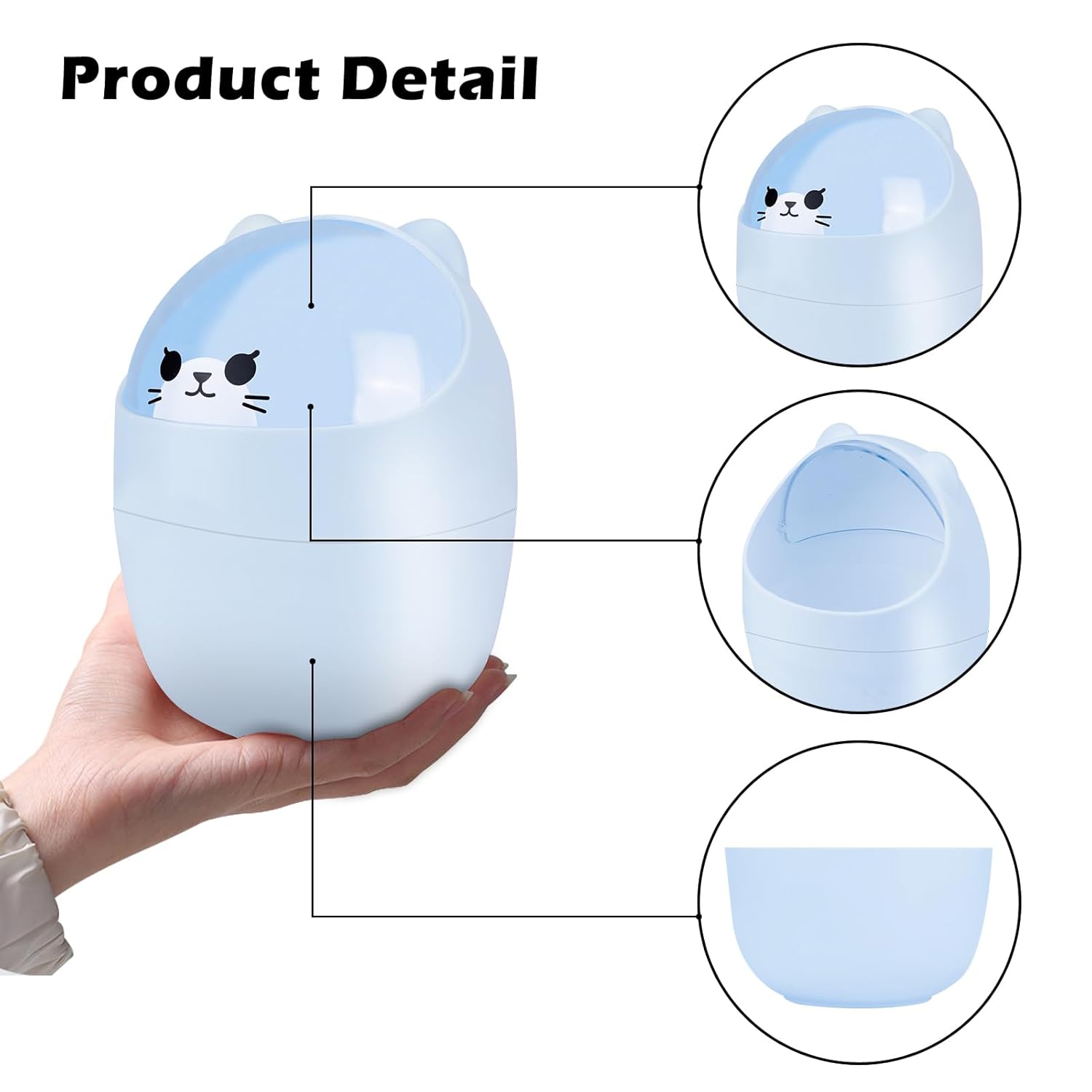 3 Pack Cute Desktop Trash Can with 180 Bags