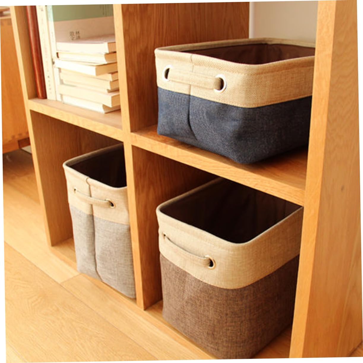 OKUMEYR Size S Cotton Linen Storage Basket with Handle 1