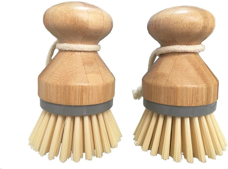DREZUR Sicastar Mini Bamboo Dish Scrub Brush 2 Pack