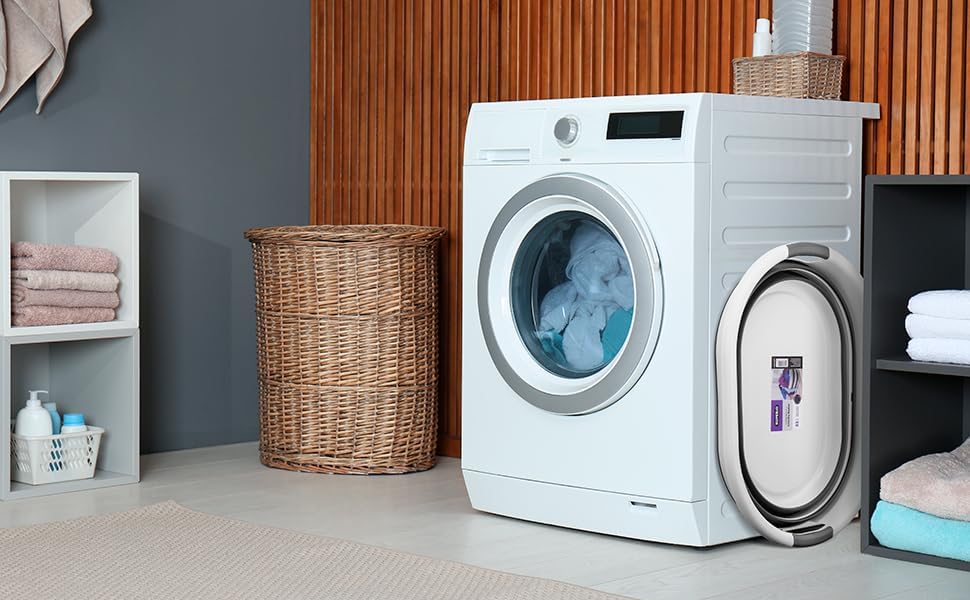 Superio Collapsible Laundry Basket 50L Space-Saving Grey Plastic Hamper